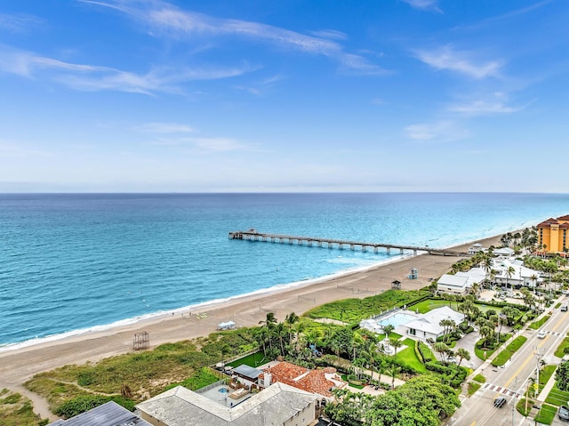 view of water feature with a view of the beach