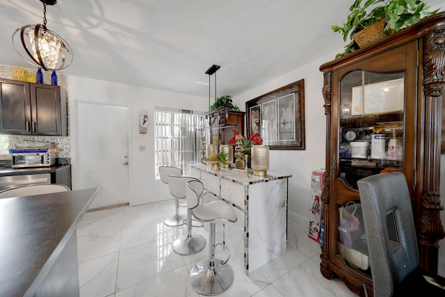 interior space with an inviting chandelier