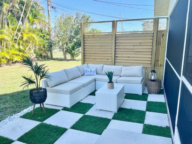 view of patio featuring an outdoor living space