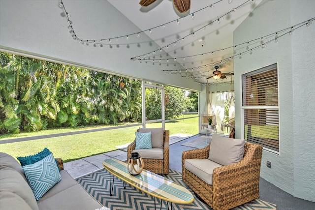 view of patio / terrace featuring an outdoor living space and ceiling fan