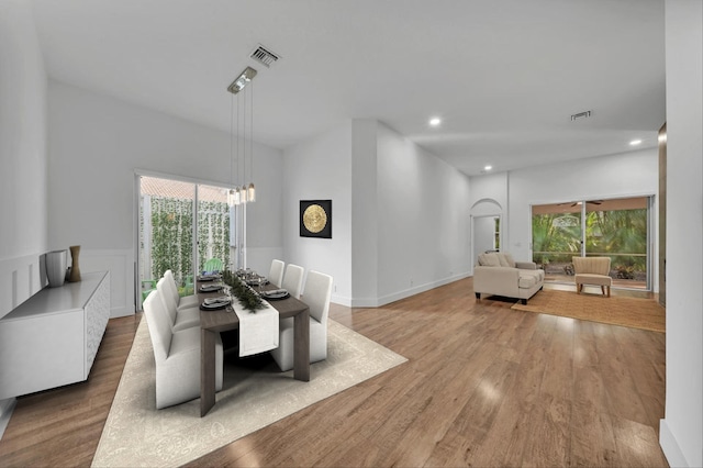 dining room featuring wood-type flooring