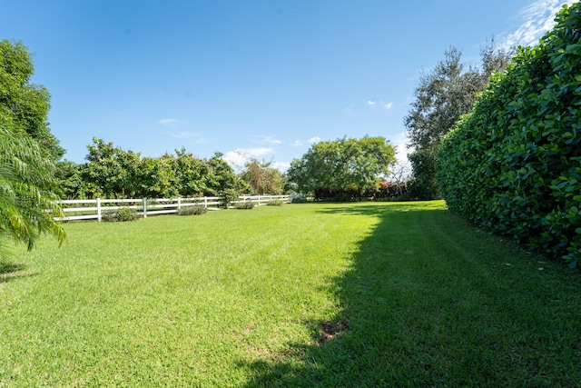 view of yard with a rural view