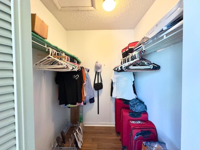 walk in closet featuring dark hardwood / wood-style floors