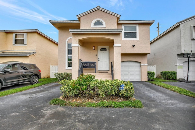 view of front of house with a garage