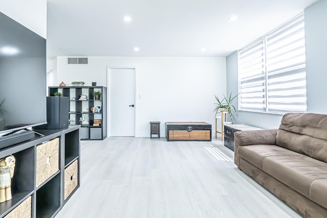 living room featuring light wood-type flooring