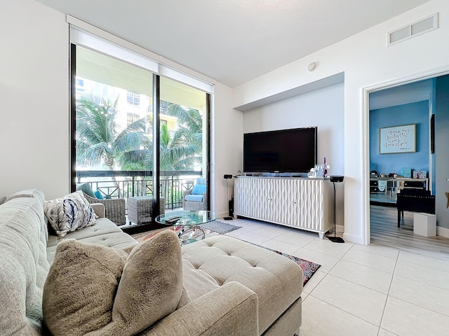 view of tiled living room