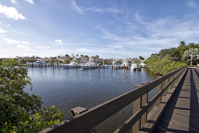 dock area featuring a water view