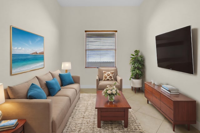 view of tiled living room