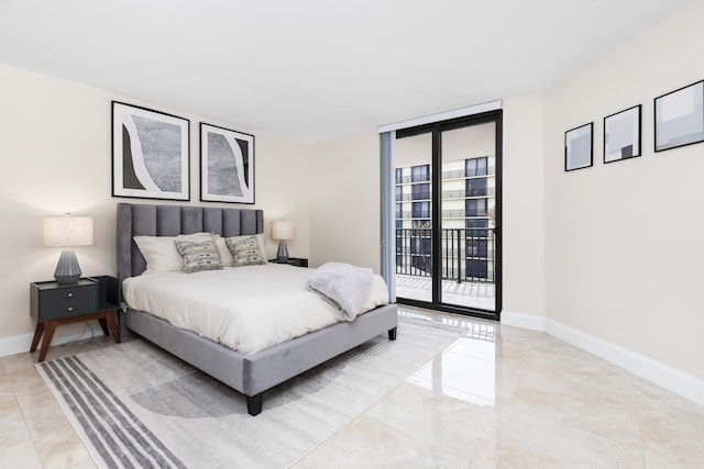 bedroom featuring access to exterior and expansive windows