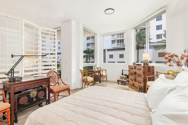 bedroom with expansive windows