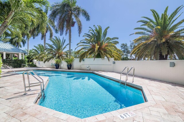 view of swimming pool with a patio area