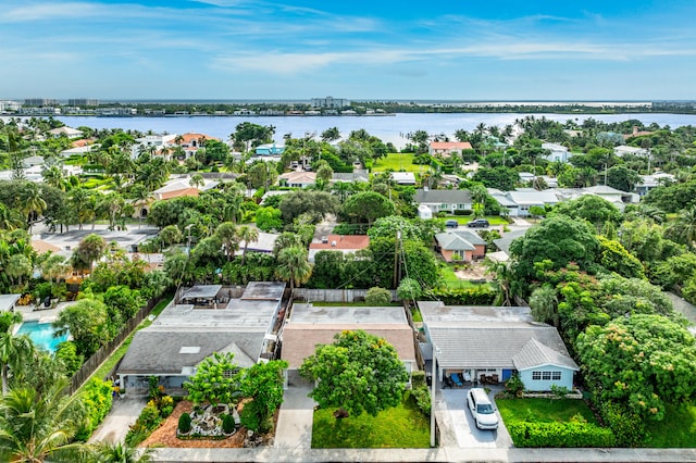 bird's eye view featuring a water view