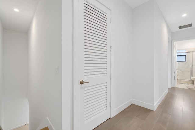 hall featuring light hardwood / wood-style floors