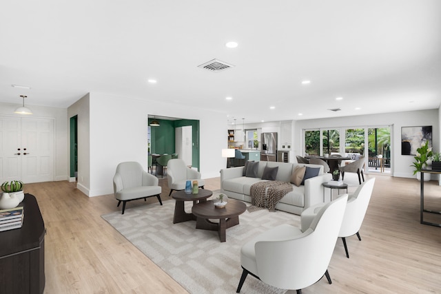 living room featuring light wood-type flooring