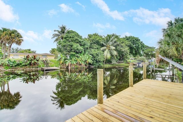 view of dock featuring a water view