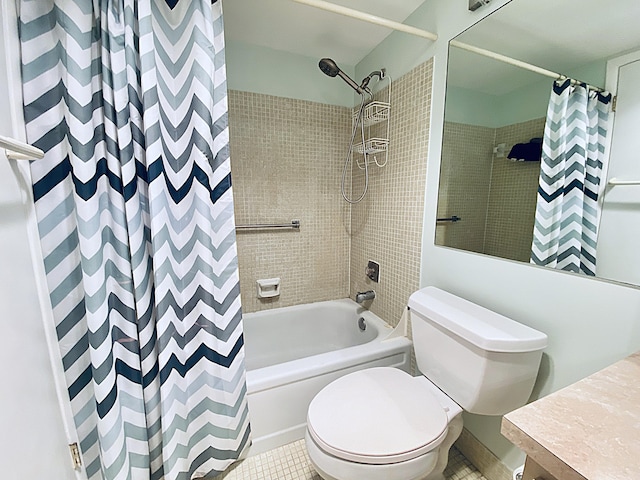 270 Tilford M, Deerfield Beach, FL 33442 - bathroom with shower / bath combo with shower curtain, vanity, toilet, and tile patterned floors