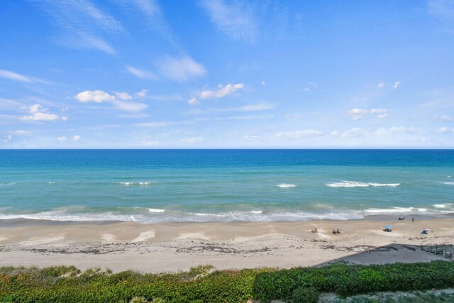 view of water feature featuring a beach view