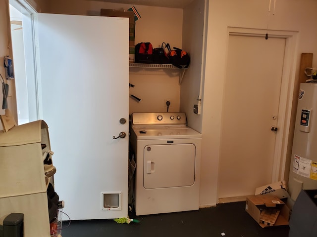 laundry area with washer / dryer and electric water heater