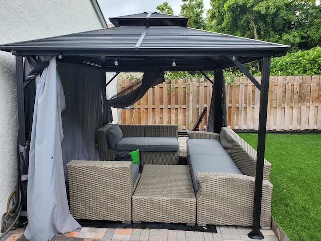 view of patio featuring a gazebo