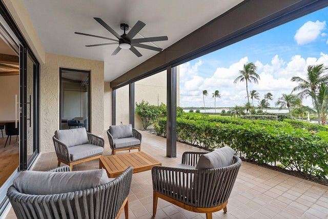 view of patio / terrace featuring outdoor lounge area and ceiling fan