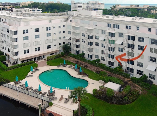 view of pool featuring a patio area