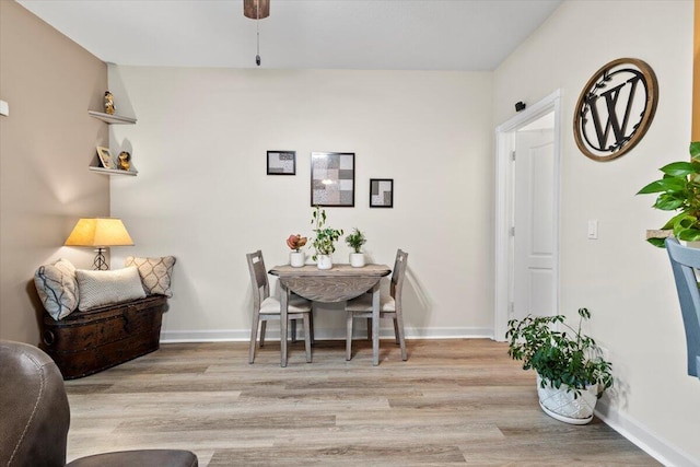 dining room with light wood-type flooring