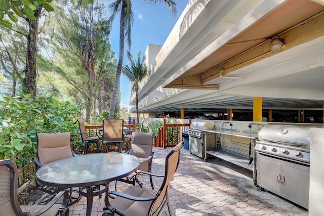 view of patio / terrace featuring a grill