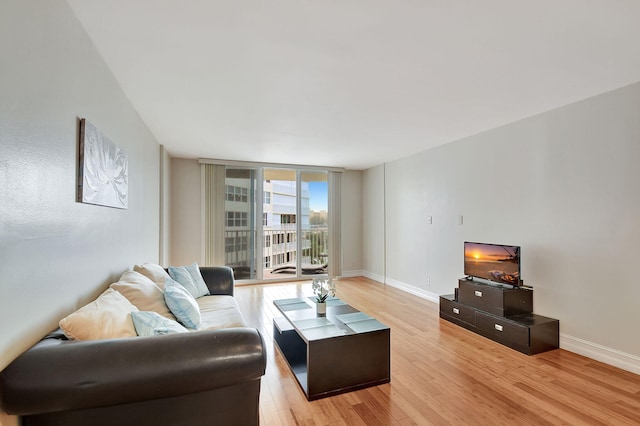 living room featuring light wood-type flooring