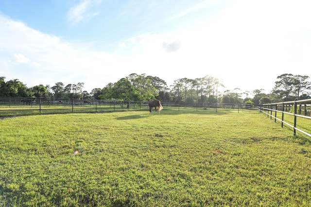 view of yard featuring a rural view