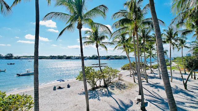 property view of water with a beach view