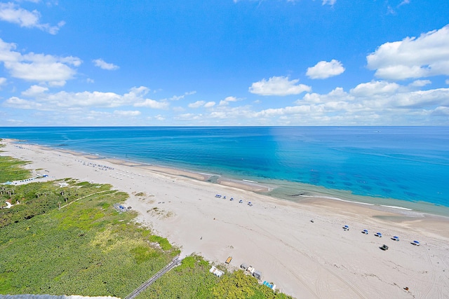 property view of water featuring a beach view