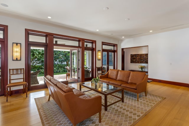 living room featuring light hardwood / wood-style floors