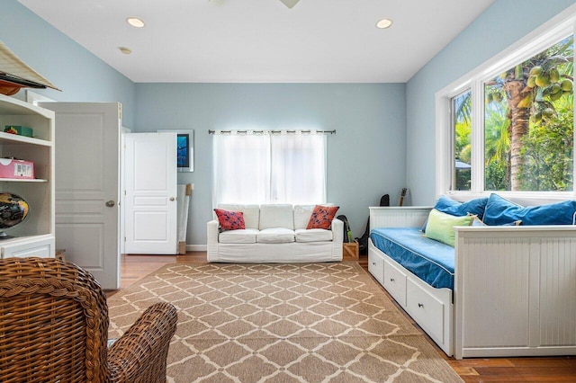 living room with hardwood / wood-style flooring