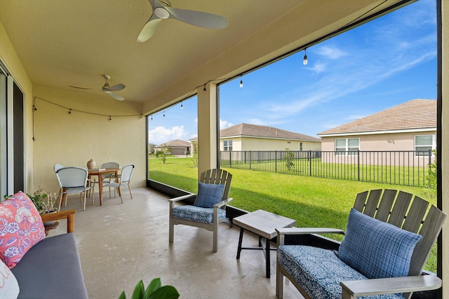 view of patio with ceiling fan