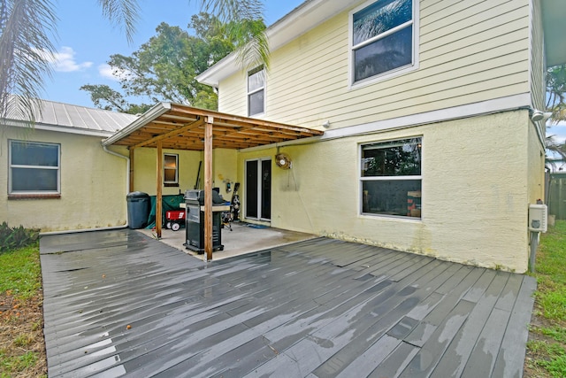 wooden terrace with grilling area