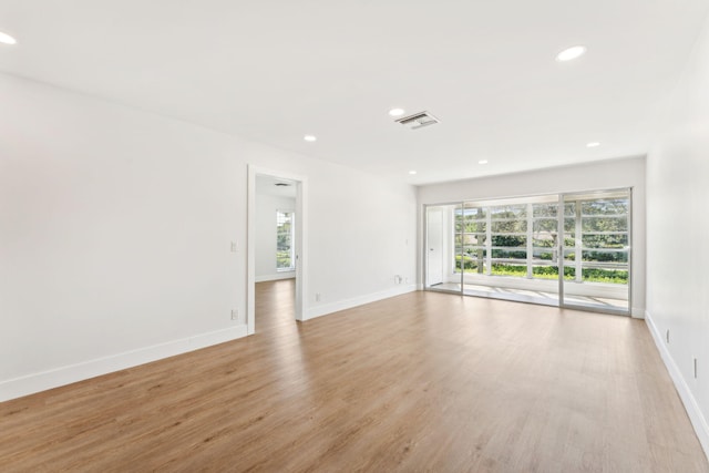 spare room featuring light wood-type flooring and a wealth of natural light