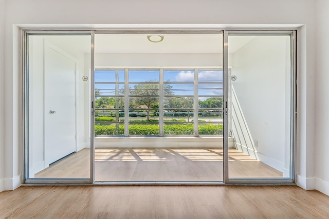 doorway to outside featuring light hardwood / wood-style flooring