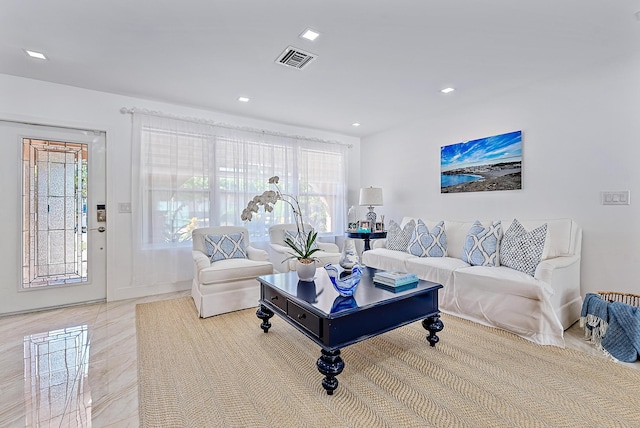 view of tiled living room