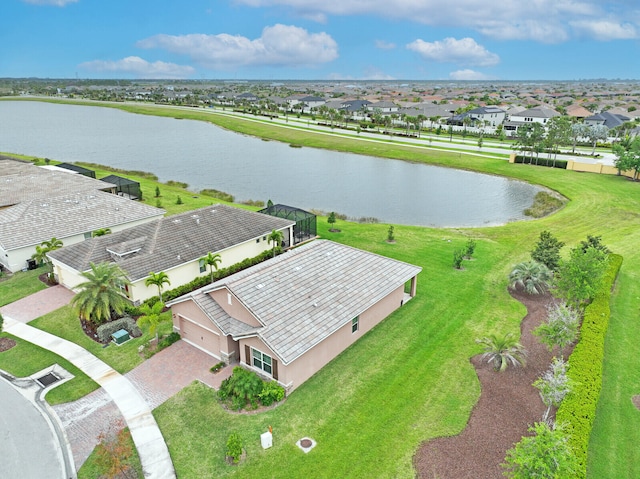 bird's eye view featuring a water view