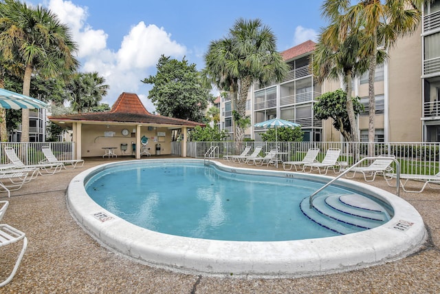 view of pool featuring a patio area