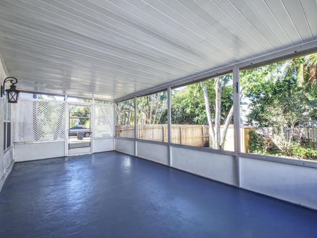 view of unfurnished sunroom