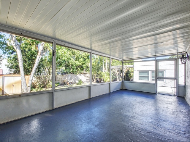 view of unfurnished sunroom