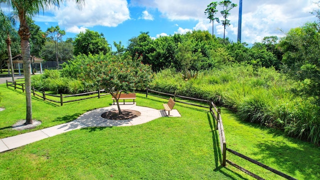 view of property's community featuring a yard