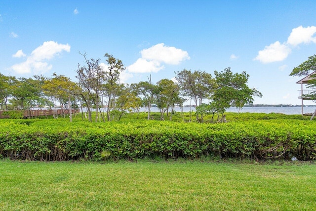 view of yard featuring a water view