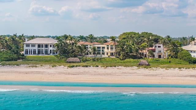 exterior space with a beach view