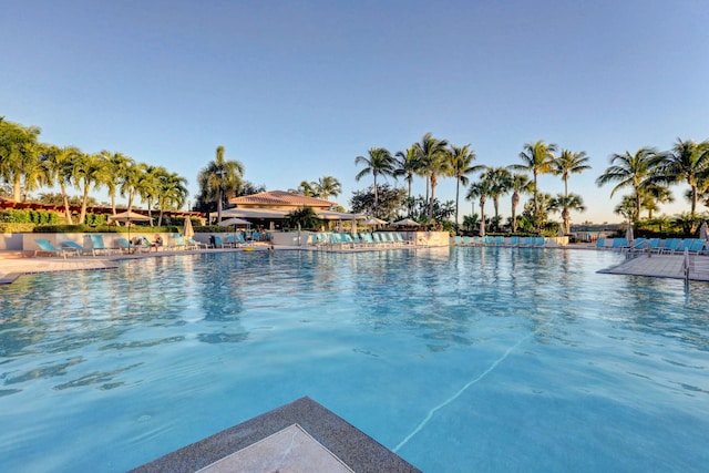 view of swimming pool with a patio