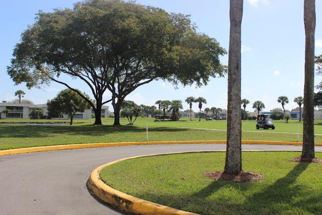 view of property's community with a lawn