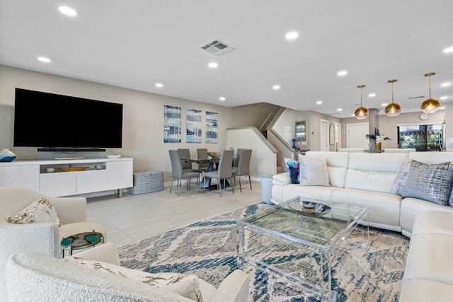 living room featuring sink