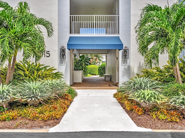 doorway to property with a balcony