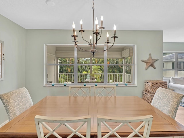 dining room featuring an inviting chandelier